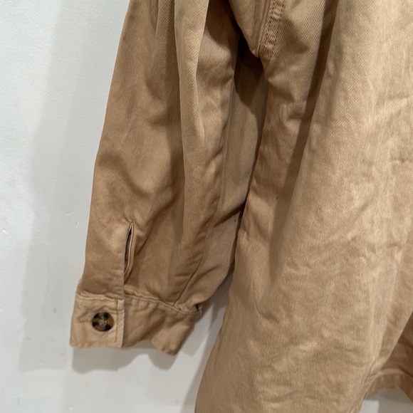 Women’s Forever 21 Canvas Twill Khaki Puff Sleeve Jacket Size Large Tan - Picture 4 of 4